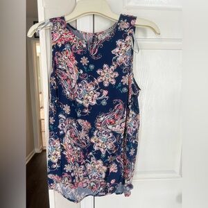 Daniel Rainn Navy Floral Sleeveless Top
